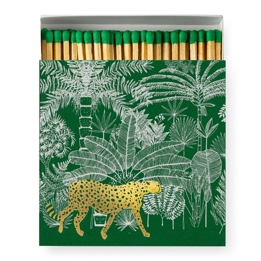 Green Cheetah in Jungle | Square Matchboxes