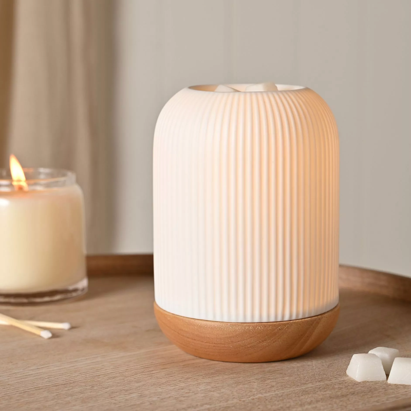 Aroma Lamp Ceramic White Striped