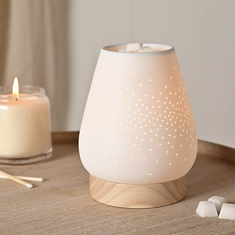 Aroma Lamp Ceramic White Tapered