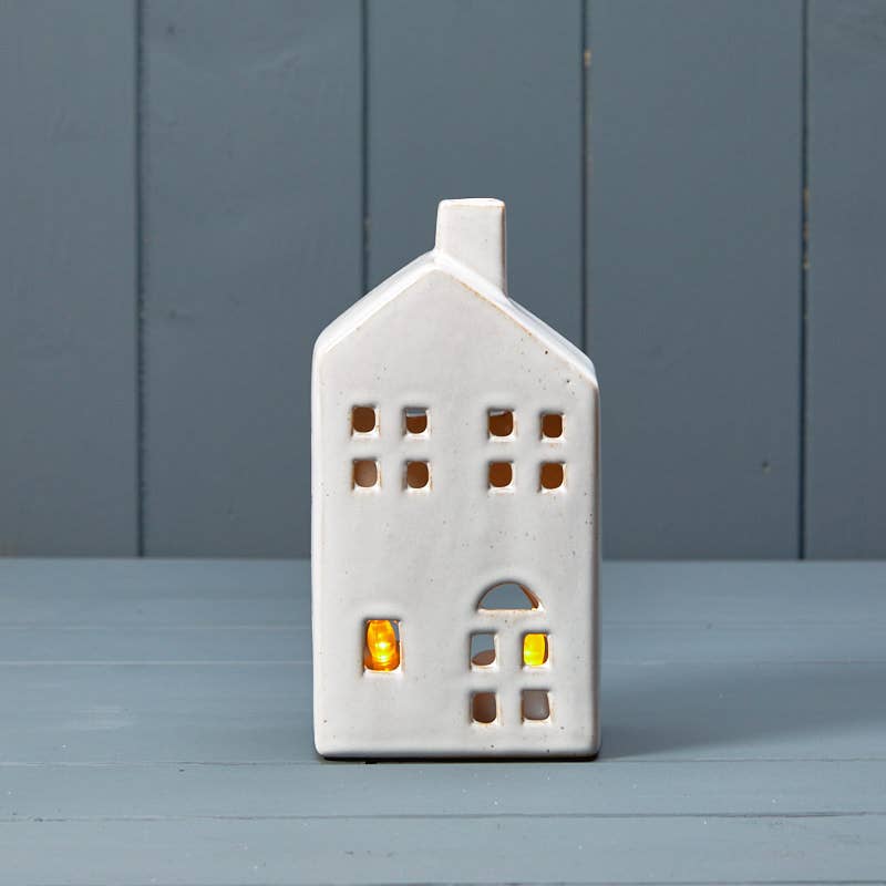 Ceramic Tealight House With Reactive Glaze Medium